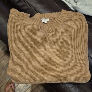 J. Crew Tan Crew Neck Sweater with Ribbed Texture